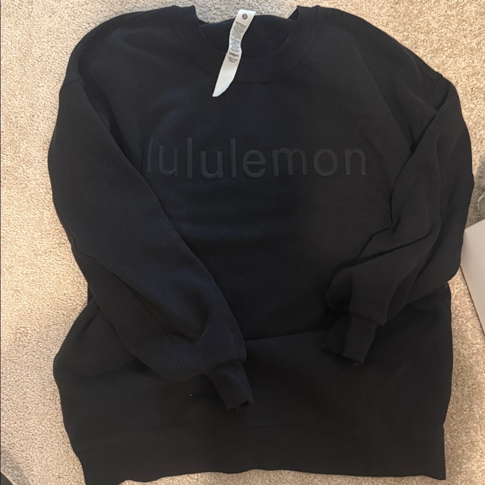 lululemon athletica black fleece crew neck sweater
